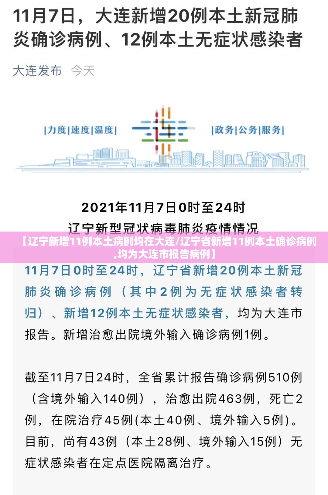 【辽宁新增11例本土病例均在大连/辽宁省新增11例本土确诊病例,均为大连市报告病例】 【辽宁新增11例本土病例均在大连/辽宁省新增11例本土确诊病例,均为大连市报告病例】