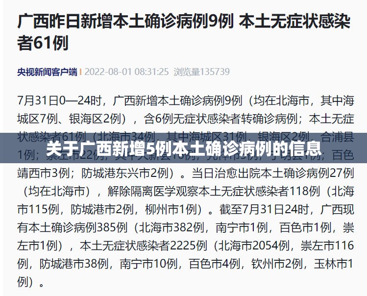关于广西新增5例本土确诊病例的信息 关于广西新增5例本土确诊病例的信息