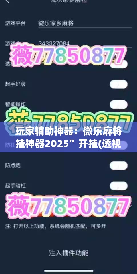 玩家辅助神器：微乐麻将挂神器2025”开挂(透视)辅助教程
