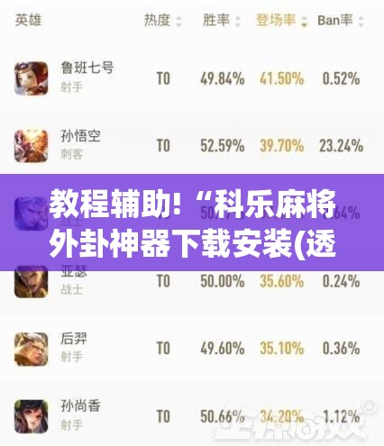 教程辅助!“科乐麻将外卦神器下载安装(透视)	”开挂辅助脚本+详细开挂安装教程