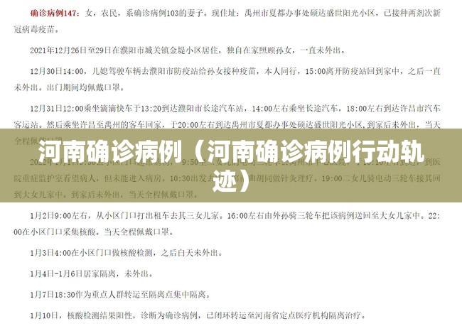 河南确诊病例(河南确诊病例行动轨迹) 河南确诊病例(河南确诊病例行动轨迹)