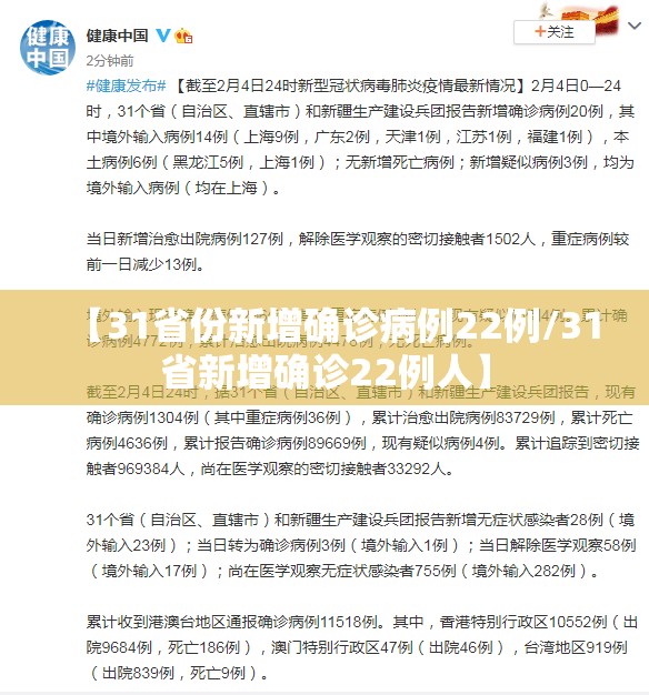 【31省份新增确诊病例22例/31省新增确诊22例人】