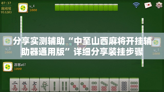 分享实测辅助“中至山西麻将开挂辅助器通用版”详细分享装挂步骤