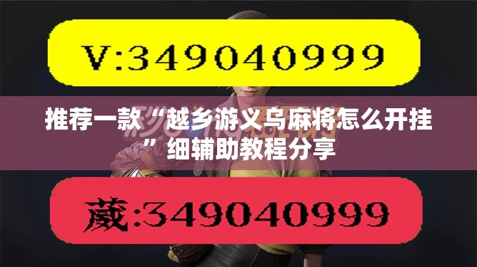 推荐一款“越乡游义乌麻将怎么开挂”细辅助教程分享