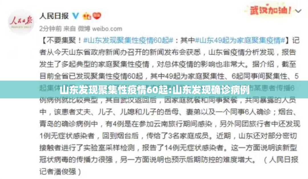 山东发现聚集性疫情60起:山东发现确诊病例