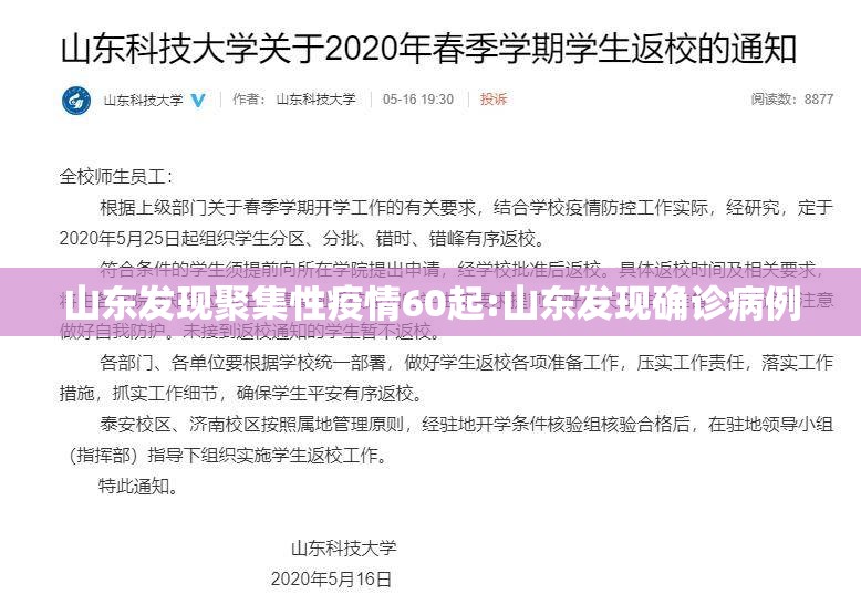 山东发现聚集性疫情60起:山东发现确诊病例