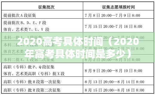2020高考具体时间(2020年高考具体时间是多少) 2020高考具体时间(2020年高考具体时间是多少)