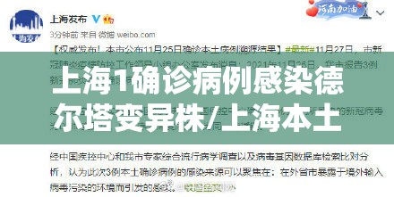 上海1确诊病例感染德尔塔变异株/上海本土病例溯源染德尔塔变异株 上海1确诊病例感染德尔塔变异株/上海本土病例溯源染德尔塔变异株