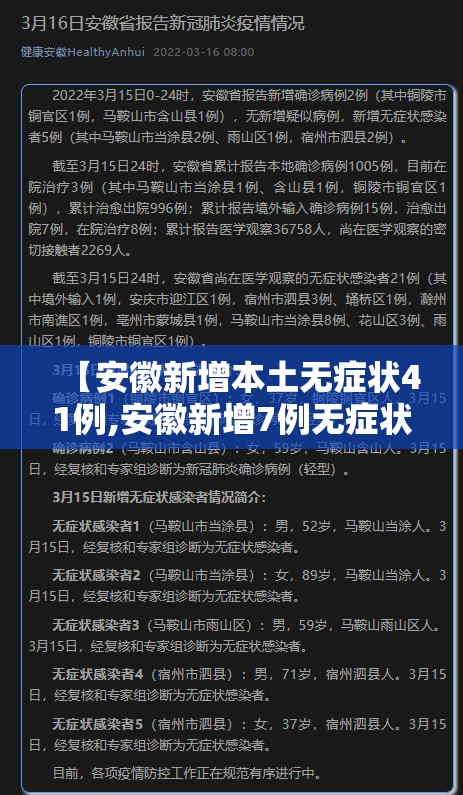 【安徽新增本土无症状41例,安徽新增7例无症状】