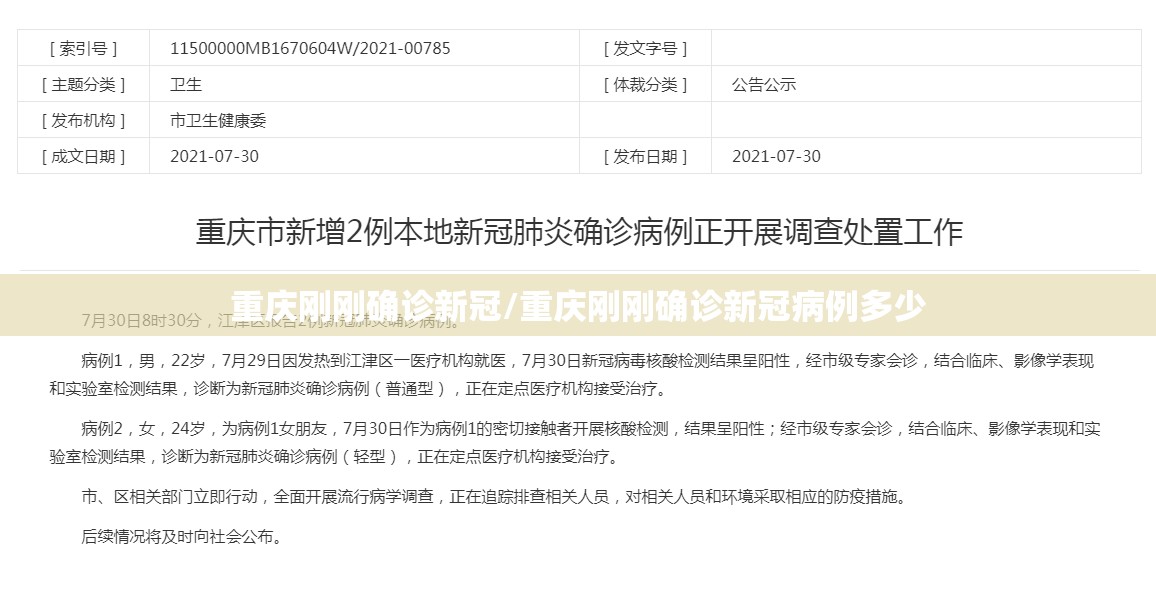 重庆刚刚确诊新冠/重庆刚刚确诊新冠病例多少