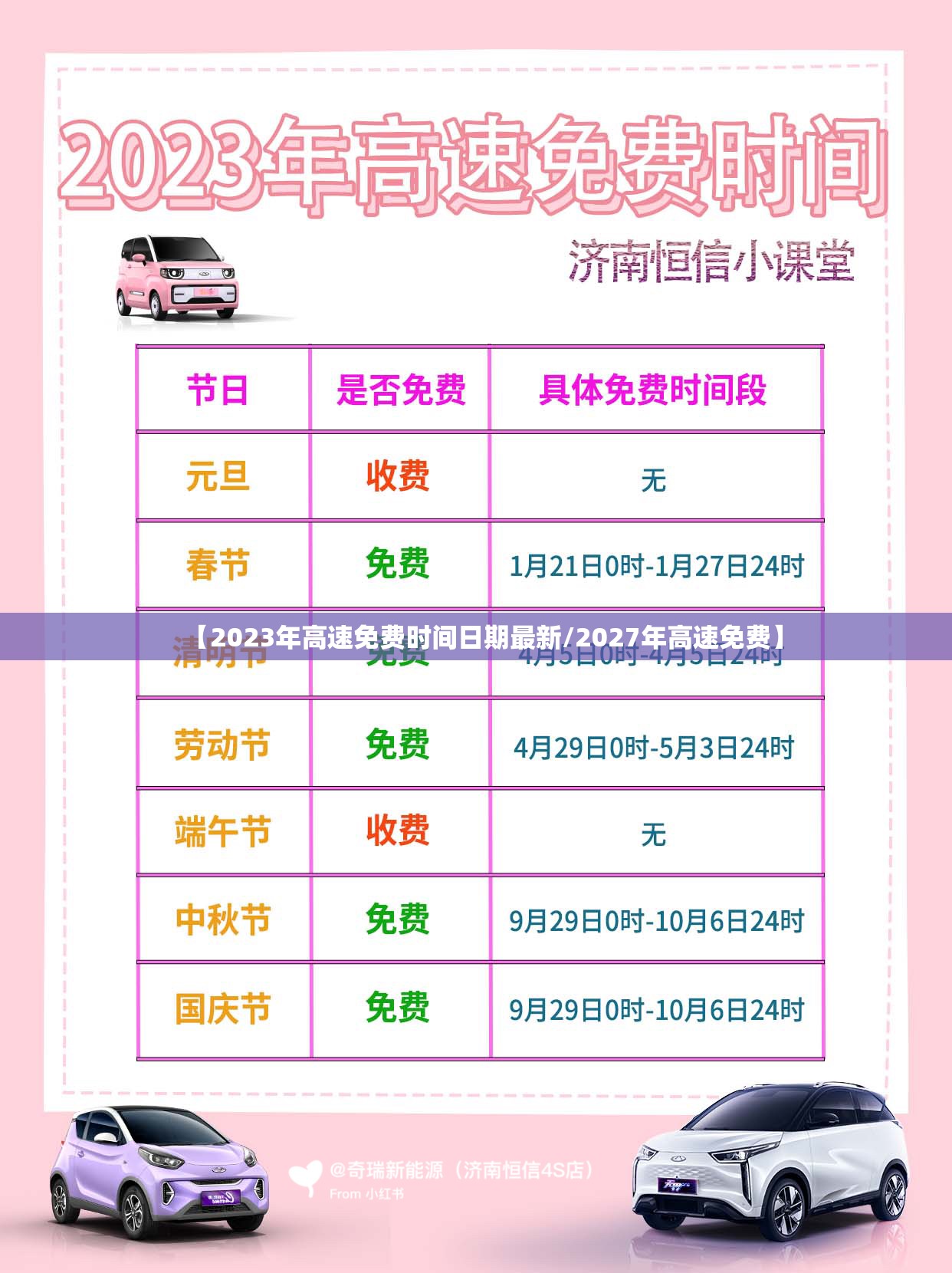 【2023年高速免费时间日期最新/2027年高速免费】