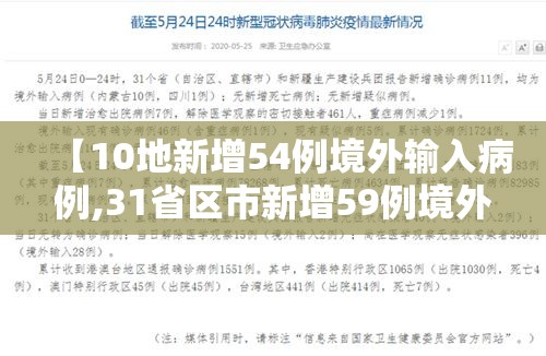 【10地新增54例境外输入病例,31省区市新增59例境外输入病例】 【10地新增54例境外输入病例,31省区市新增59例境外输入病例】