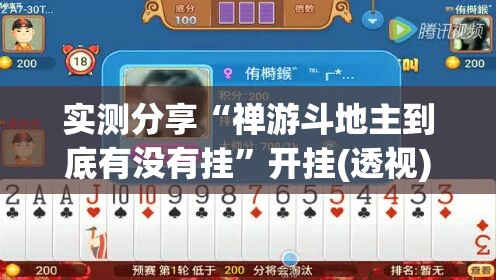 实测分享“禅游斗地主到底有没有挂	”开挂(透视)最新辅助详细