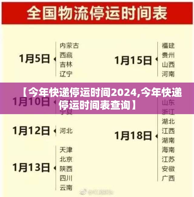 【今年快递停运时间2024,今年快递停运时间表查询】 【今年快递停运时间2024,今年快递停运时间表查询】