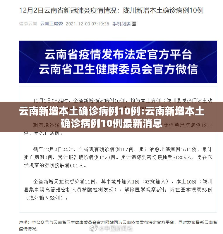 云南新增本土确诊病例10例:云南新增本土确诊病例10例最新消息 云南新增本土确诊病例10例:云南新增本土确诊病例10例最新消息