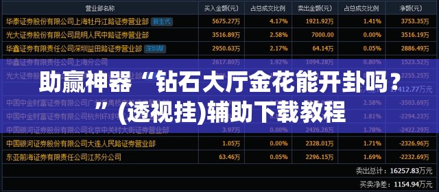 助赢神器“钻石大厅金花能开卦吗？”(透视挂)辅助下载教程
