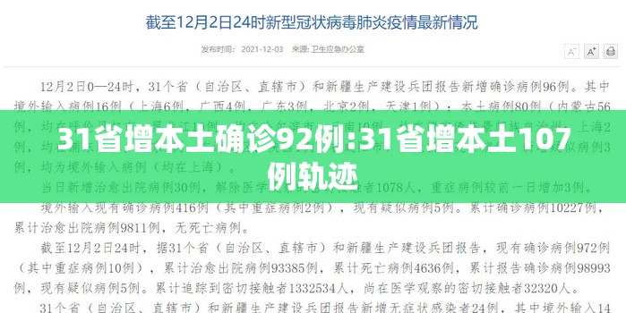 31省增本土确诊92例:31省增本土107例轨迹