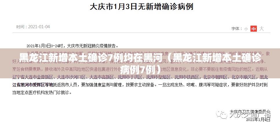 黑龙江新增本土确诊7例均在黑河(黑龙江新增本土确诊病例7例) 黑龙江新增本土确诊7例均在黑河(黑龙江新增本土确诊病例7例)