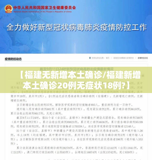 【福建无新增本土确诊/福建新增本土确诊20例无症状18例?】