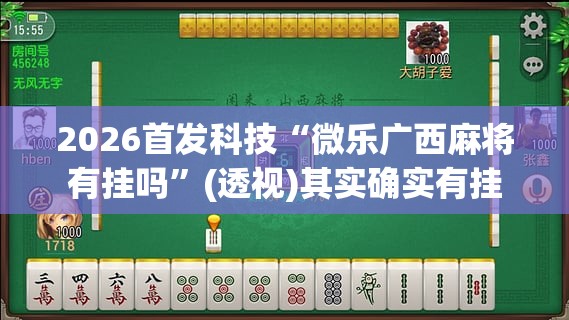 2026首发科技“微乐广西麻将有挂吗”(透视)其实确实有挂