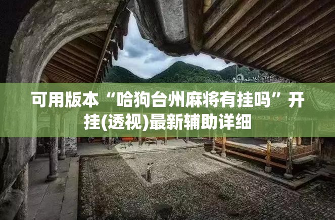 可用版本“哈狗台州麻将有挂吗”开挂(透视)最新辅助详细