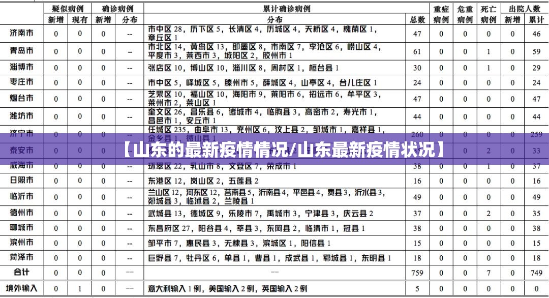 【山东的最新疫情情况/山东最新疫情状况】