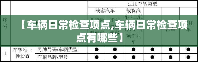 【车辆日常检查项点,车辆日常检查项点有哪些】