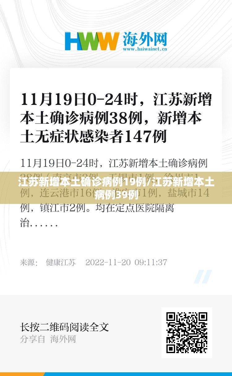 江苏新增本土确诊病例19例/江苏新增本土病例39例