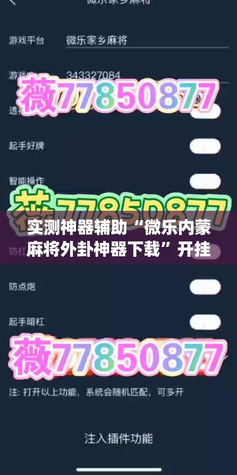 实测神器辅助“微乐内蒙麻将外卦神器下载”开挂(透视)辅助神器