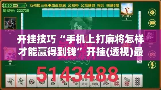 开挂技巧“手机上打麻将怎样才能赢得到钱”开挂(透视)最新辅助详细