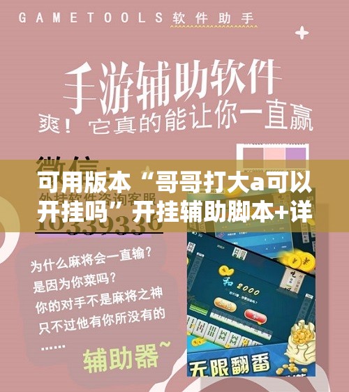 可用版本“哥哥打大a可以开挂吗	”开挂辅助脚本+详细开挂安装教程