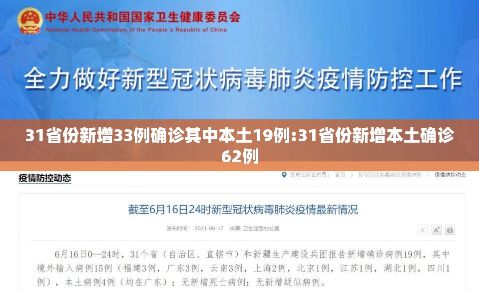 31省份新增33例确诊其中本土19例:31省份新增本土确诊62例