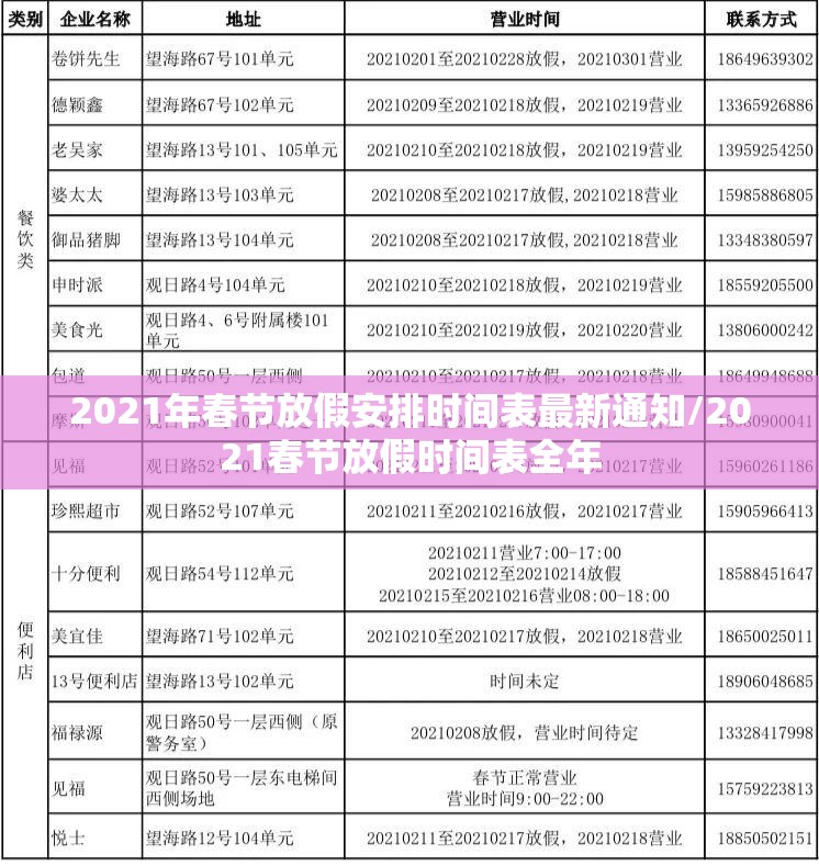 2021年春节放假安排时间表最新通知/2021春节放假时间表全年