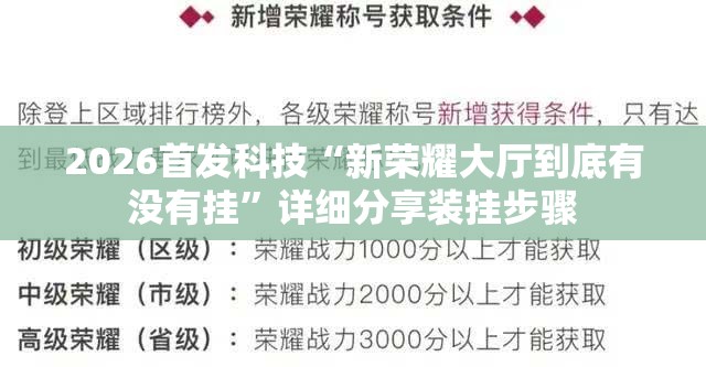 2026首发科技“新荣耀大厅到底有没有挂	”详细分享装挂步骤