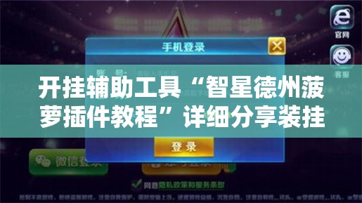 开挂辅助工具“智星德州菠萝插件教程	”详细分享装挂步骤