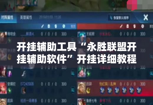开挂辅助工具“永胜联盟开挂辅助软件”开挂详细教程