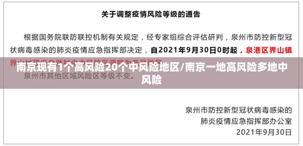南京现有1个高风险20个中风险地区/南京一地高风险多地中风险