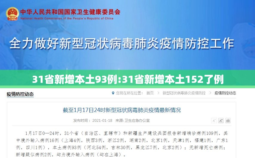 31省新增本土93例:31省新增本土152了例