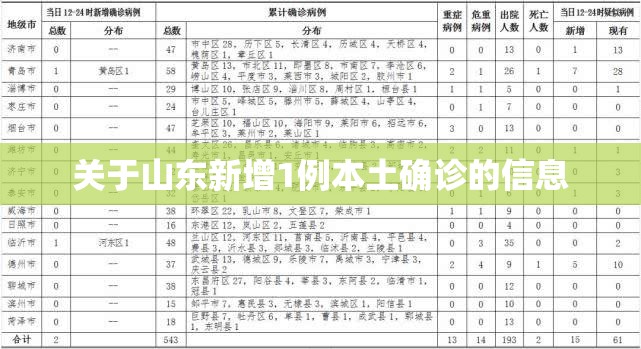 关于山东新增1例本土确诊的信息