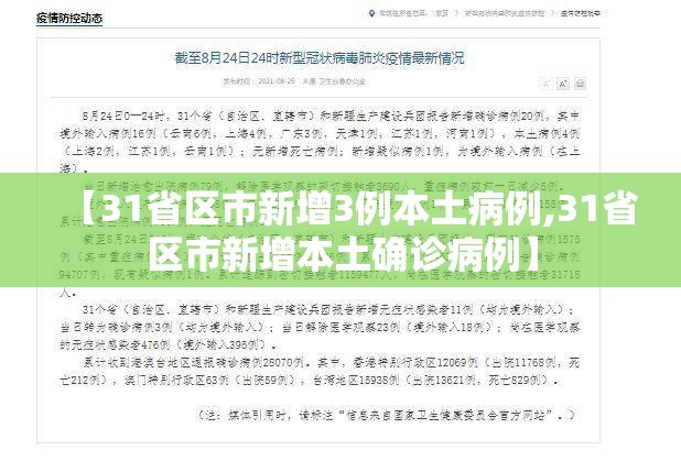 【31省区市新增3例本土病例,31省区市新增本土确诊病例】 【31省区市新增3例本土病例,31省区市新增本土确诊病例】