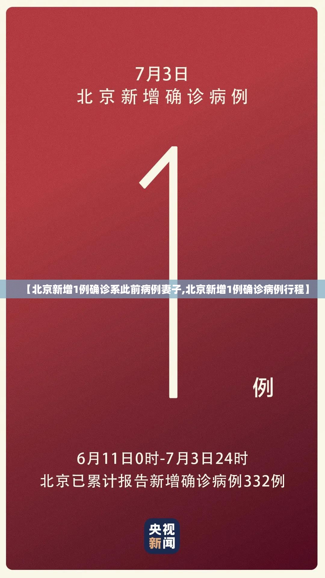 【北京新增1例确诊系此前病例妻子,北京新增1例确诊病例行程】 【北京新增1例确诊系此前病例妻子,北京新增1例确诊病例行程】