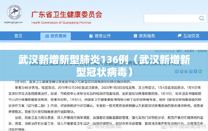 武汉新增新型肺炎136例(武汉新增新型冠状病毒) 武汉新增新型肺炎136例(武汉新增新型冠状病毒)