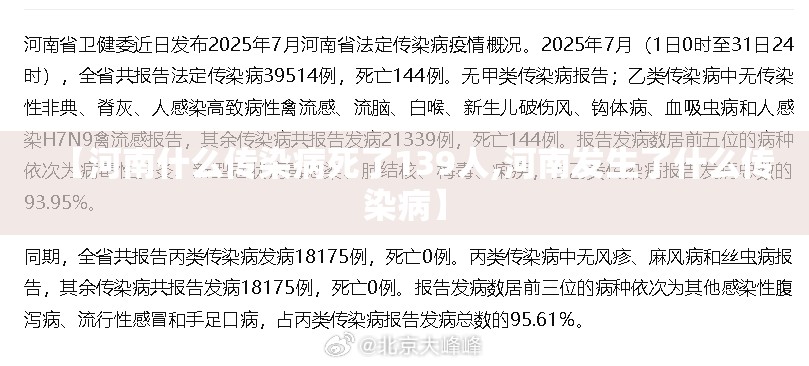 【河南什么传染病死了139人,河南发生了什么传染病】