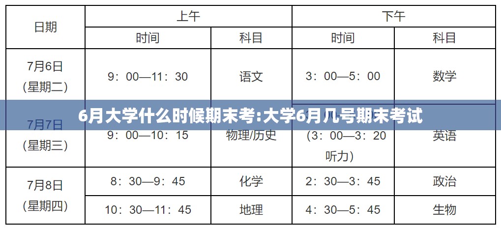6月大学什么时候期末考:大学6月几号期末考试 6月大学什么时候期末考:大学6月几号期末考试