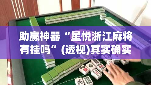助赢神器“星悦浙江麻将有挂吗”(透视)其实确实有挂