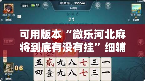 可用版本“微乐河北麻将到底有没有挂	”细辅助教程分享