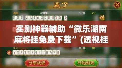 实测神器辅助“微乐湖南麻将挂免费下载”(透视挂)辅助下载教程