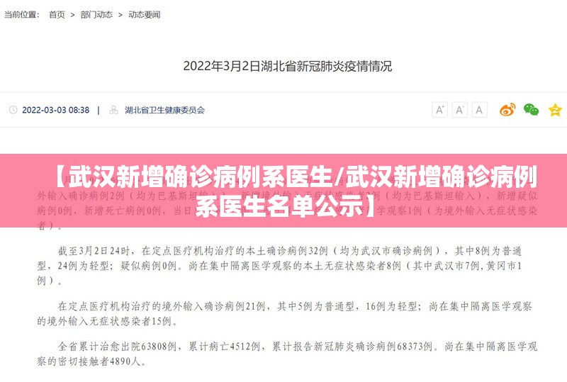 【武汉新增确诊病例系医生/武汉新增确诊病例系医生名单公示】 【武汉新增确诊病例系医生/武汉新增确诊病例系医生名单公示】