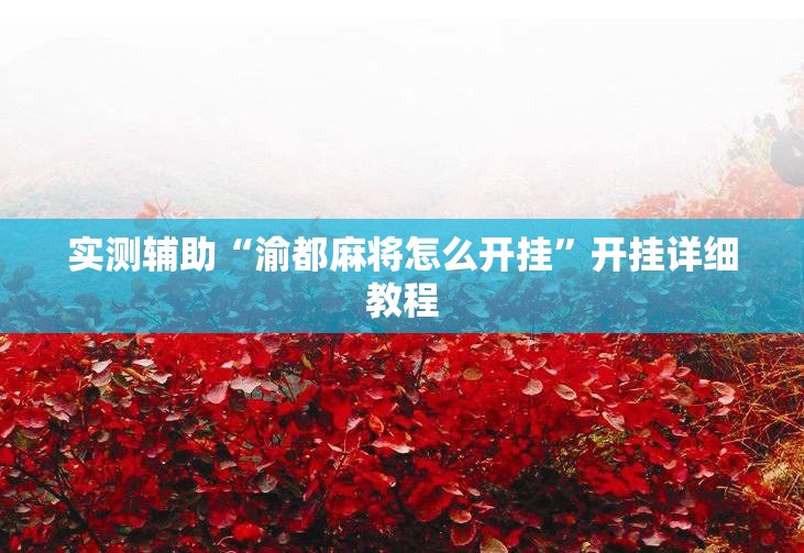 实测辅助“渝都麻将怎么开挂	”开挂详细教程
