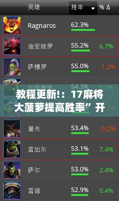 教程更新!：17麻将大菠萝提高胜率”开挂(透视)辅助教程